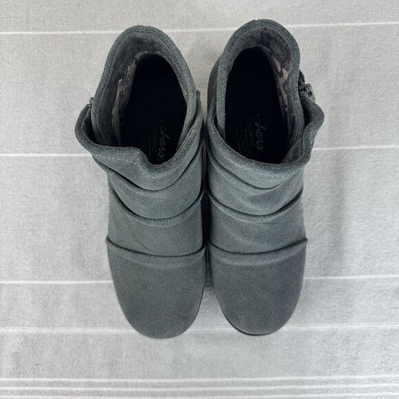 Skechers Parallel Triple Threat Suede Wedge Booties Ankle Boot Charcoal Gray 7 - Picture 11 of 15